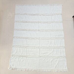 Uncommon James Cream Fringe Throw Blanket 65 x 50 In Made By Tribe Alive Fringe